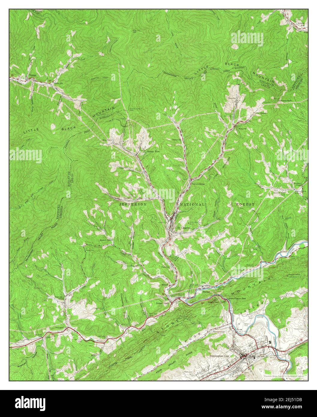 Pennington Gap, Virginia, map 1955, 124000, United States of America by Timeless Maps, data U.S