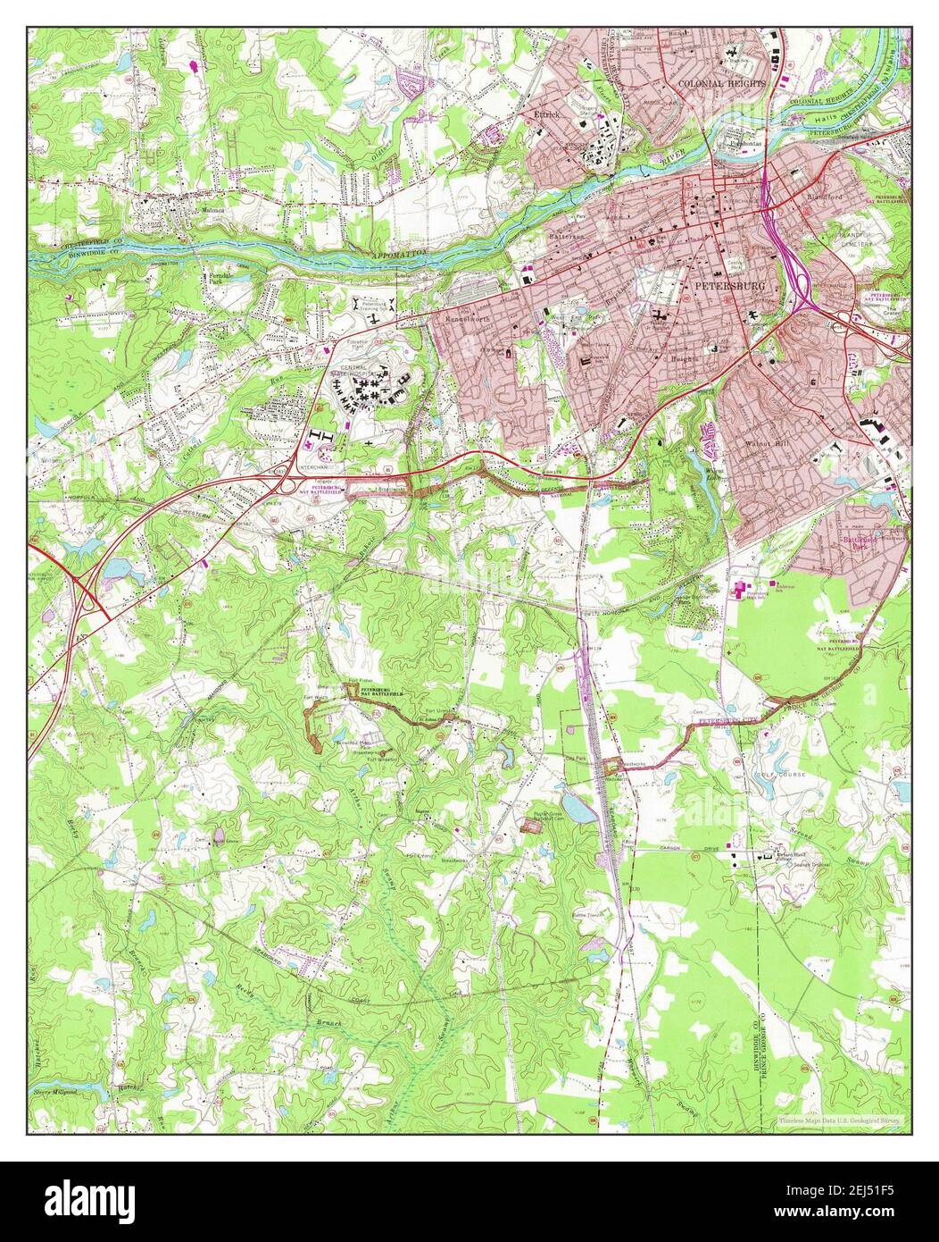 Petersburg, Virginia, map 1969, 124000, United States of America by Timeless Maps, data U.S