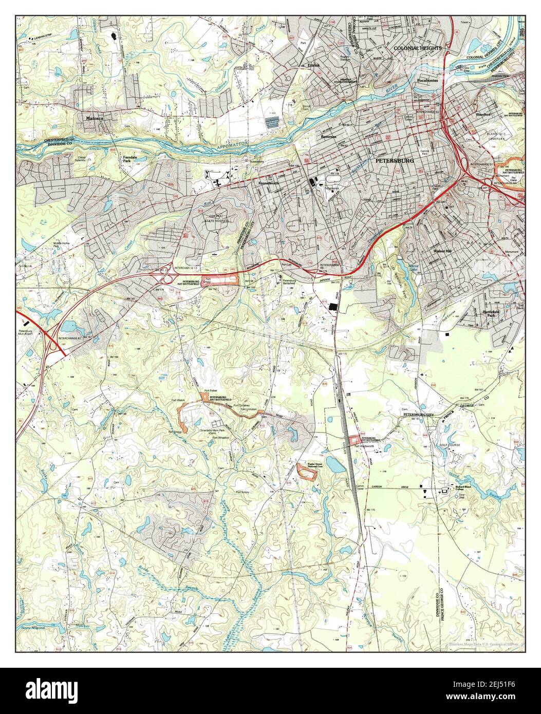 Petersburg, Virginia, map 1994, 124000, United States of America by Timeless Maps, data U.S