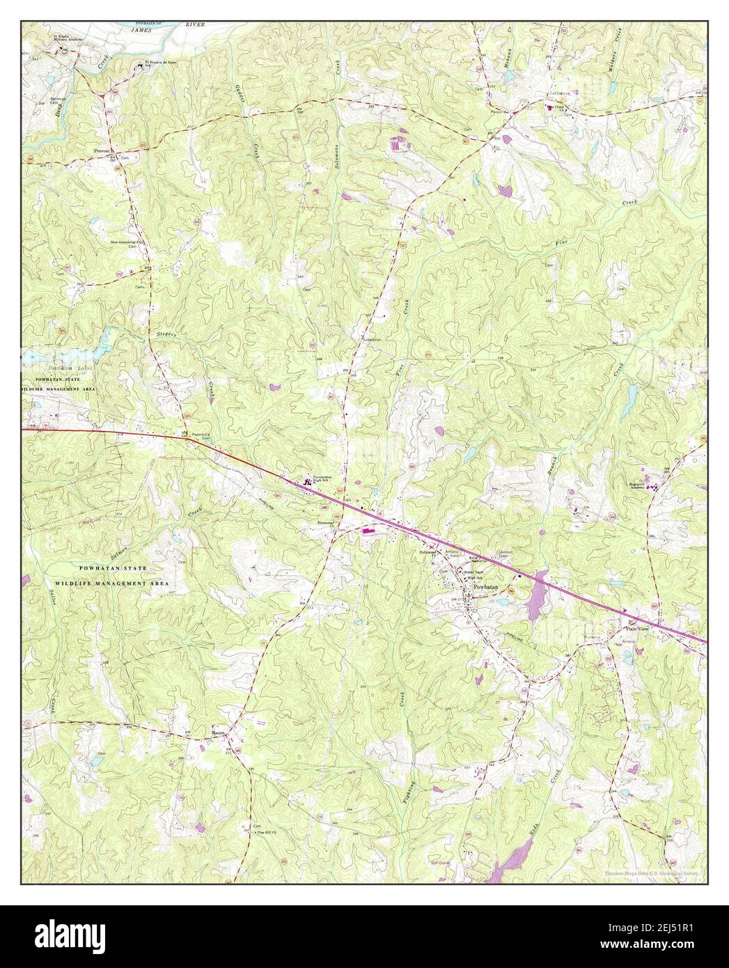 Powhatan, Virginia, map 1966, 124000, United States of America by