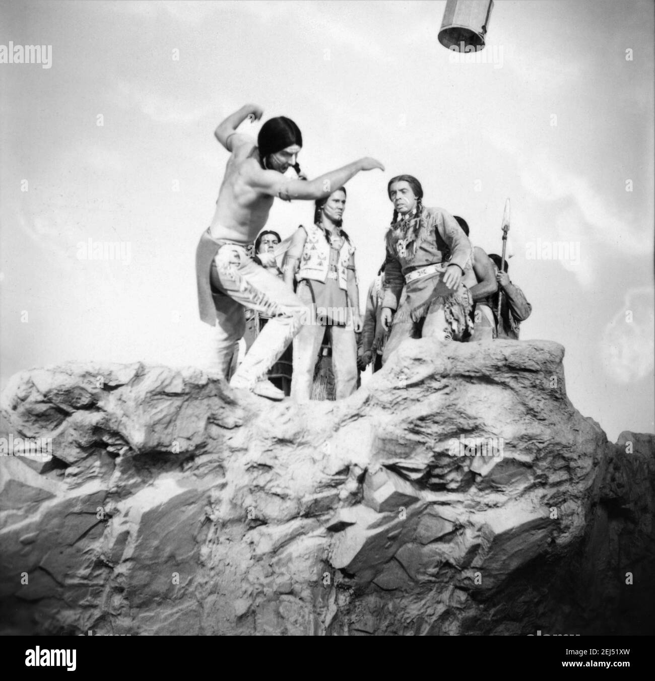 HENRY SILVA and MICHAEL PATE on set candid during filming of SERGEANTS