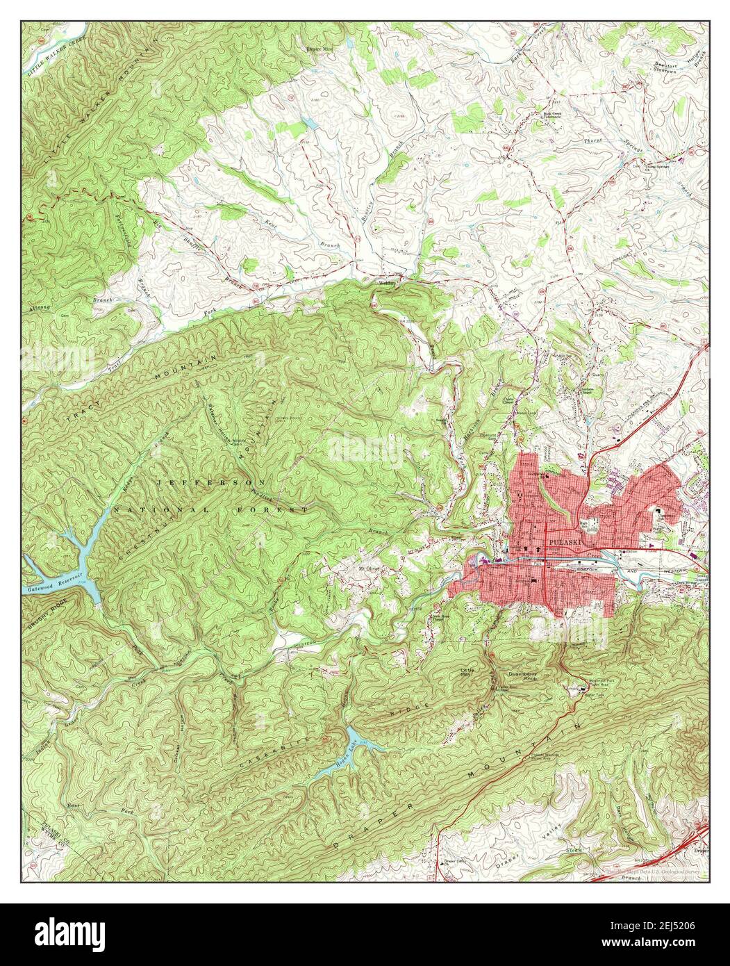 Pulaski, Virginia, map 1965, 124000, United States of America by Timeless Maps, data U.S