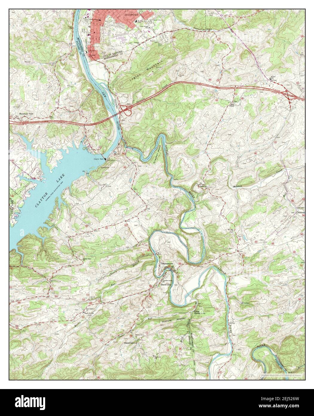 Radford South, Virginia, map 1965, 124000, United States of America by