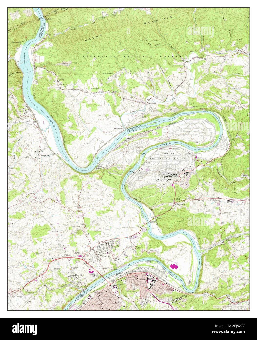 Radford North, Virginia, map 1965, 124000, United States of America by