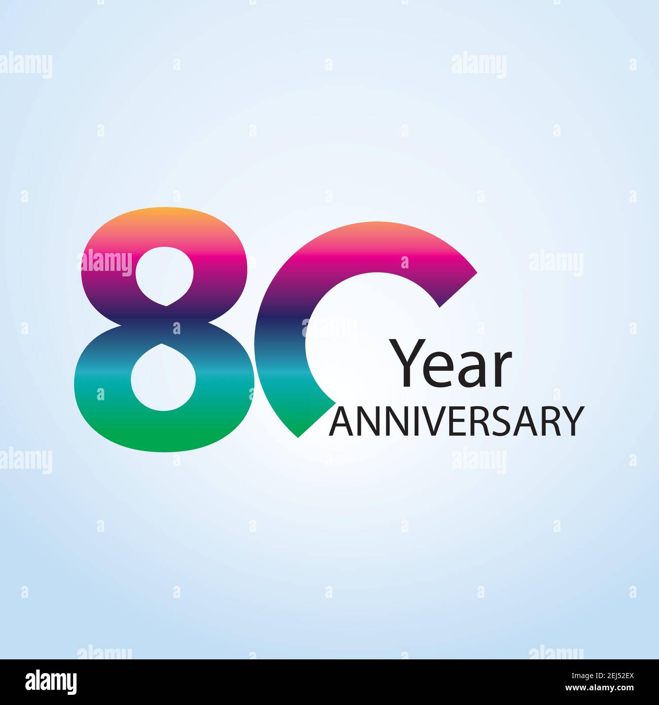 80 Year Anniversary Logo Vector Template Design Illustration Stock Vector