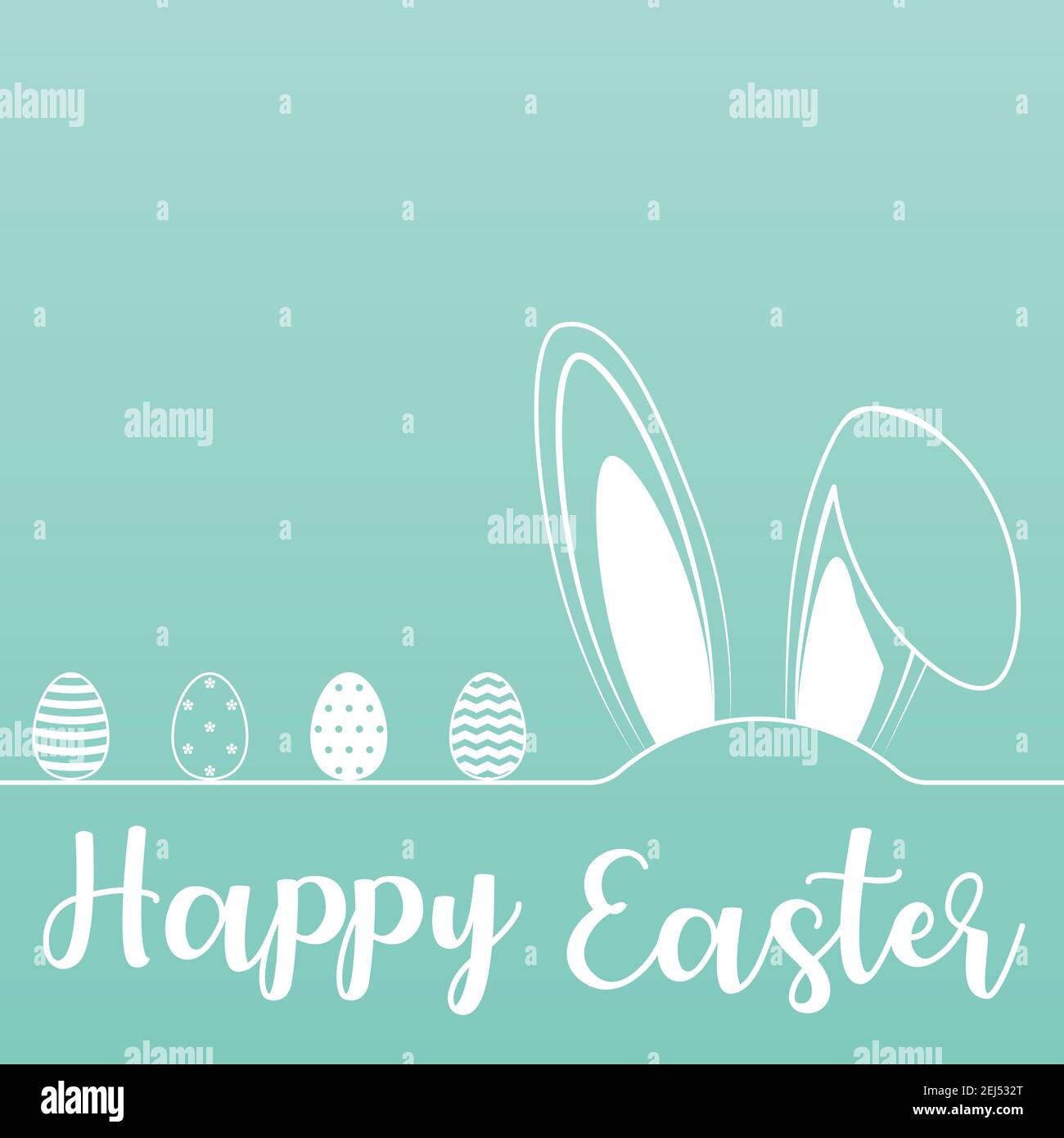 Easter card with rabbits ears and easter eggs Stock Vector