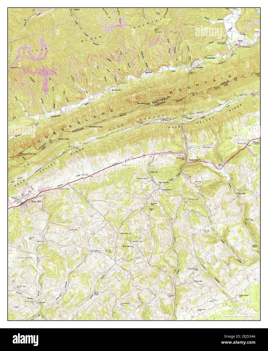 Rose Hill, Virginia, map 1946, 124000, United States of America by