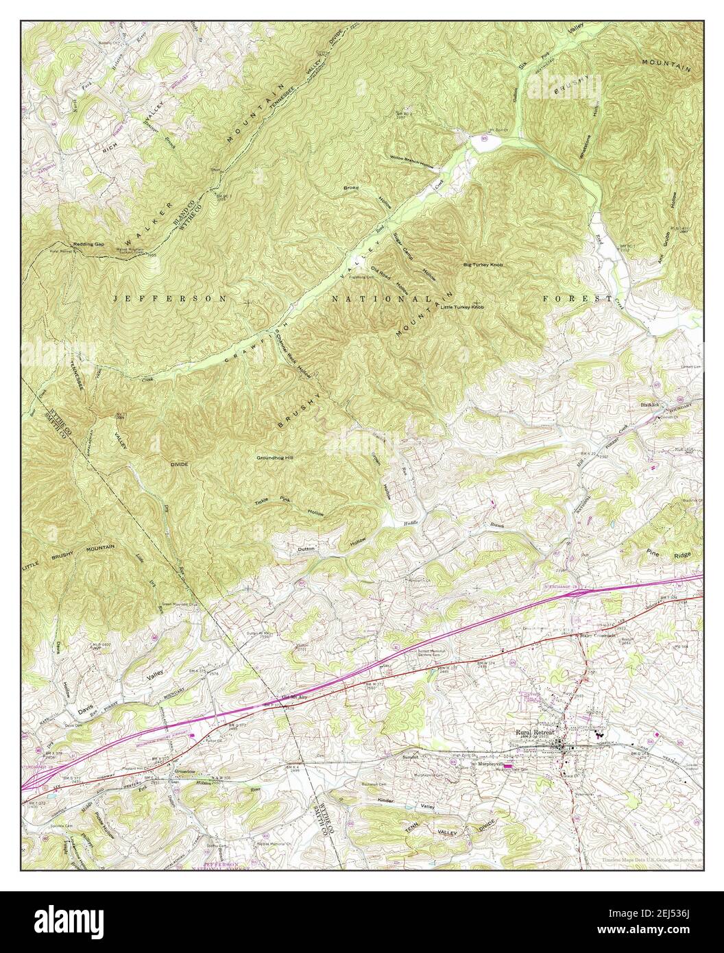 Rural Retreat, Virginia, map 1959, 124000, United States of America by Timeless Maps, data U.S