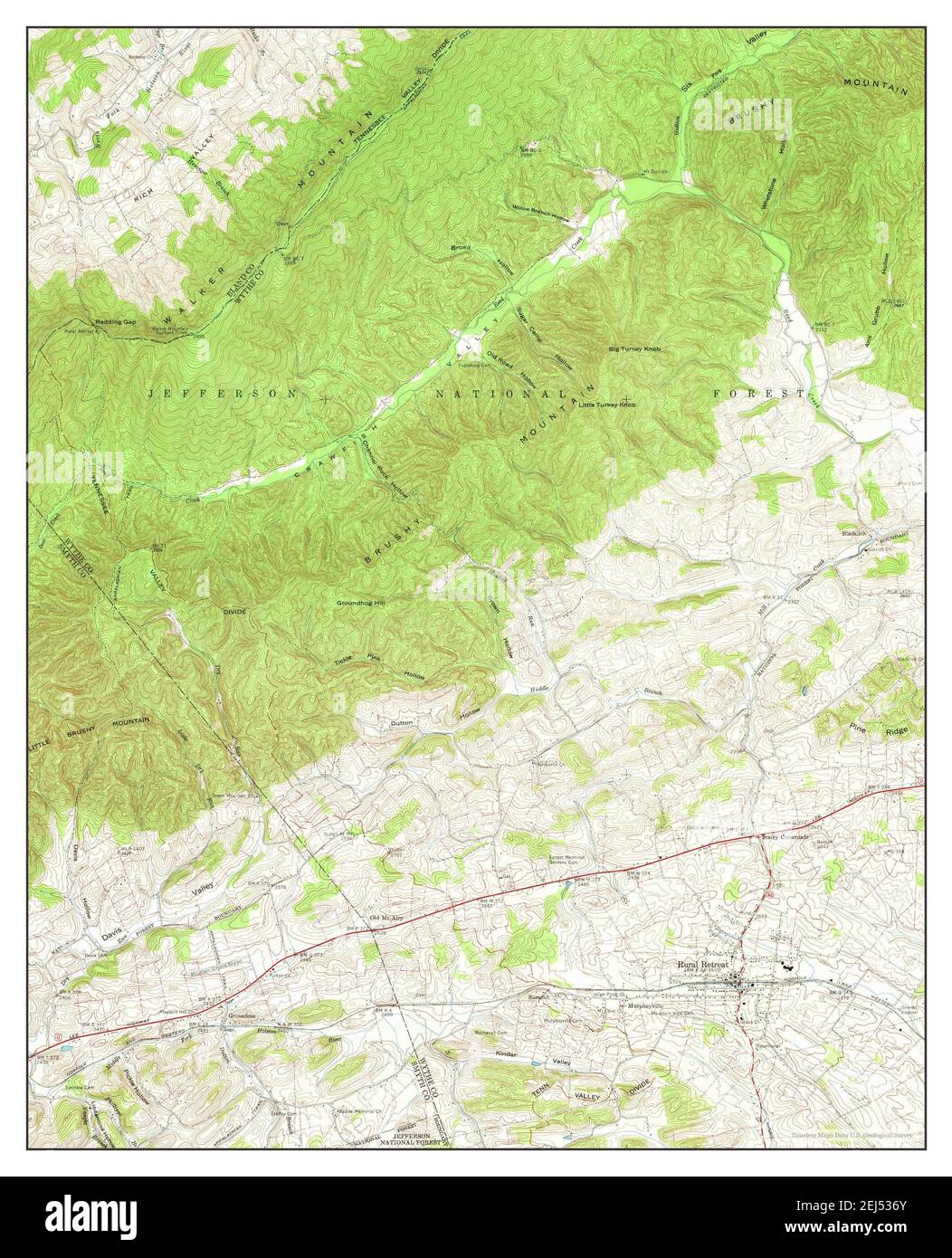 Rural Retreat, Virginia, map 1959, 124000, United States of America by Timeless Maps, data U.S