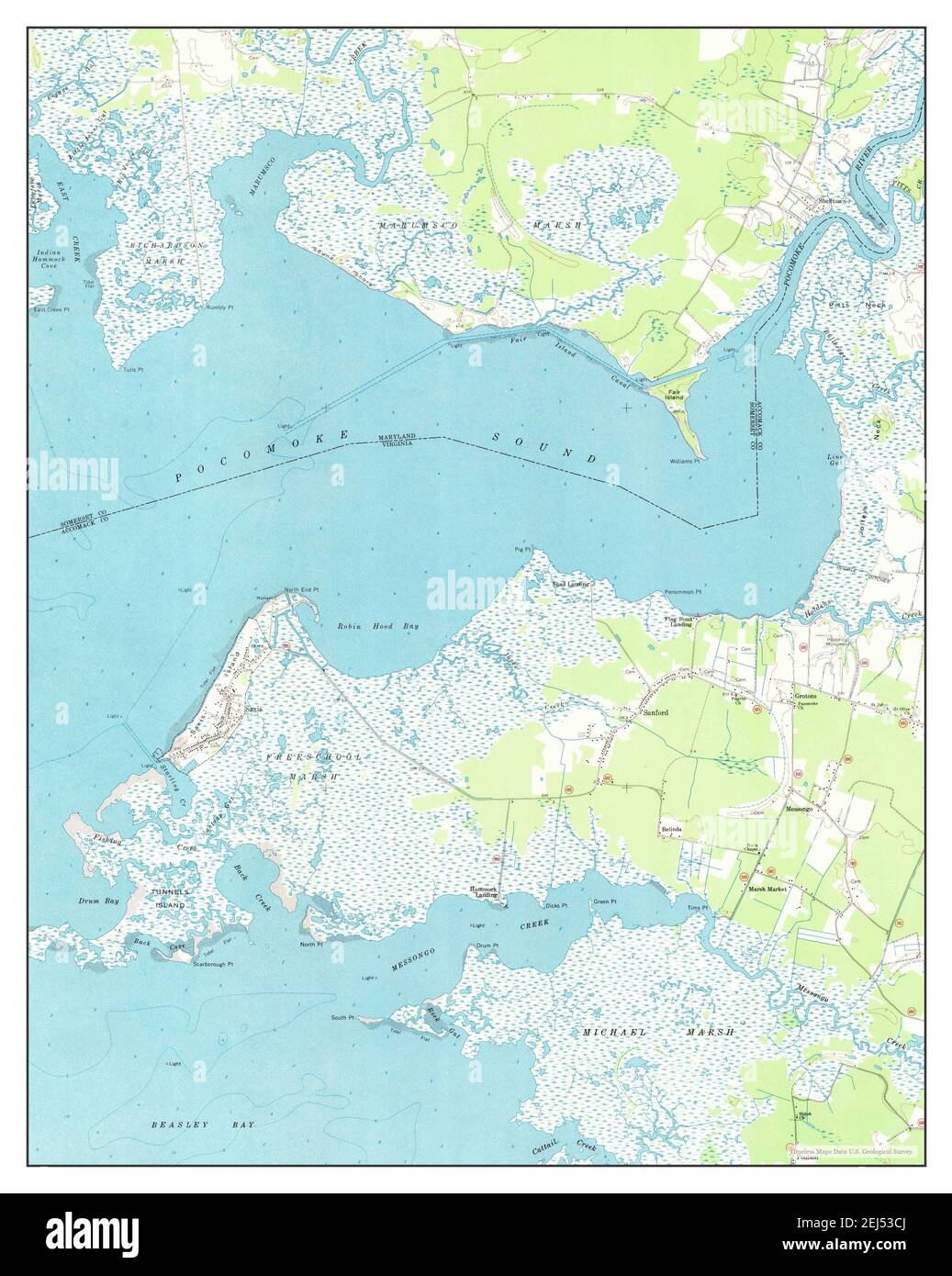 Saxis, Virginia, map 1968, 124000, United States of America by