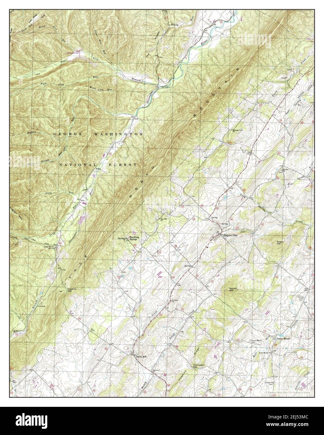 Singers Glen, Virginia, map 1994, 124000, United States of America by