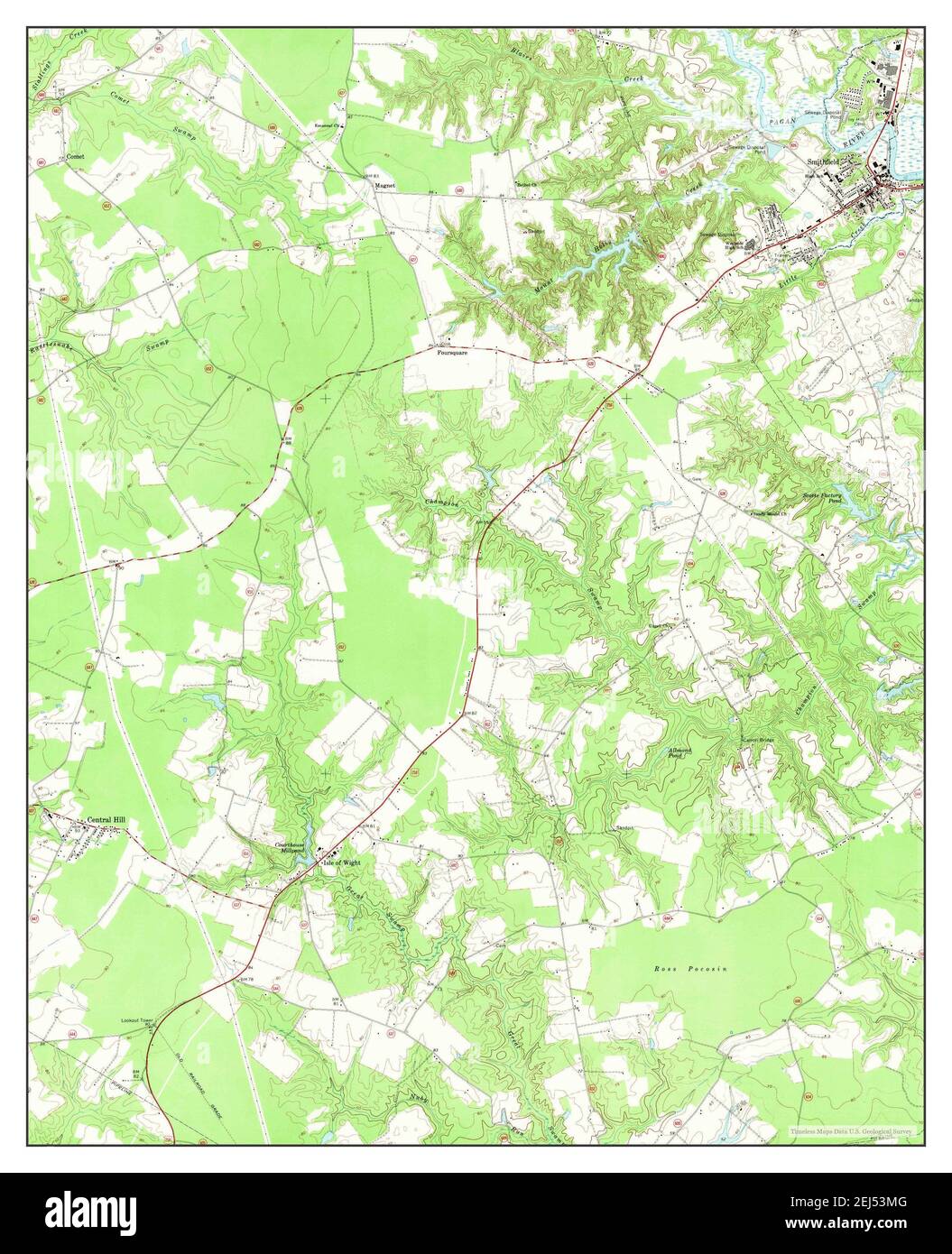 Smithfield, Virginia, map 1968, 124000, United States of America by