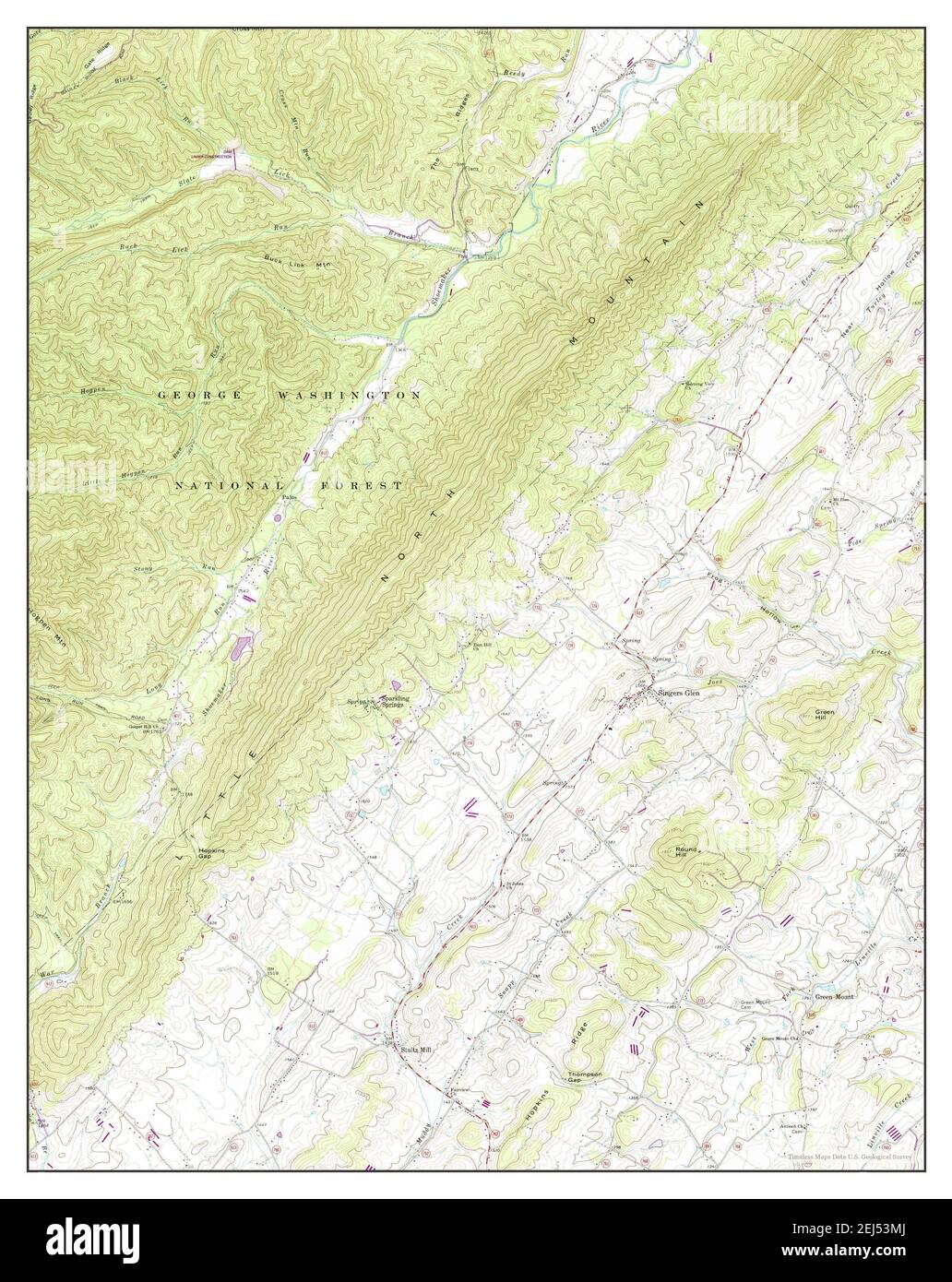 Singers Glen, Virginia, map 1967, 124000, United States of America by