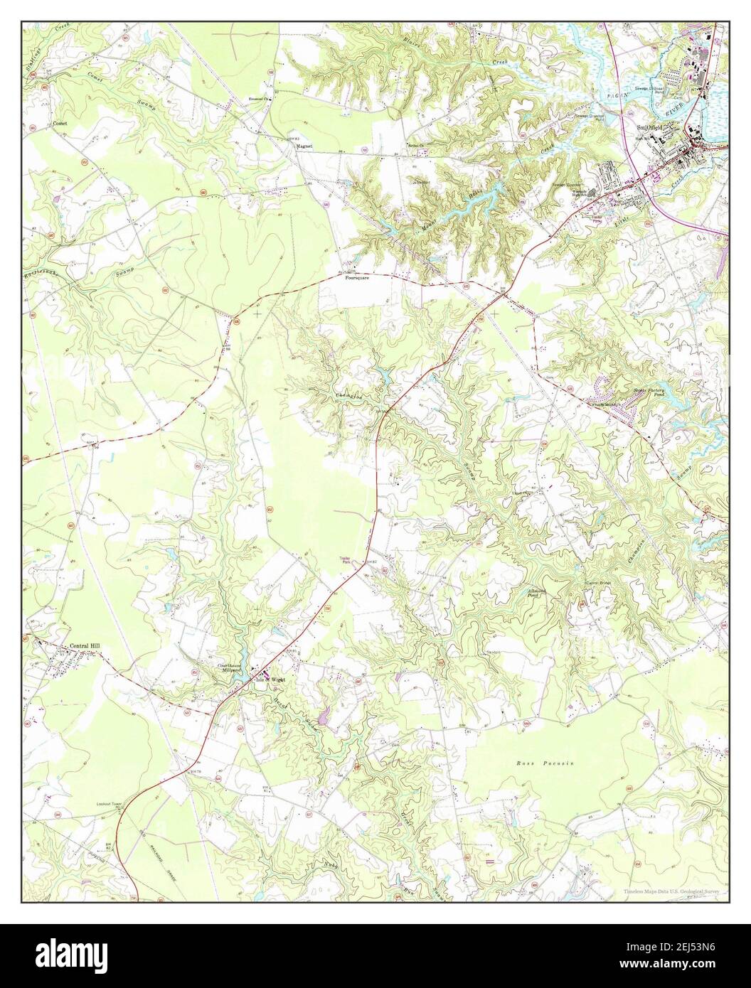 Smithfield, Virginia, map 1968, 124000, United States of America by
