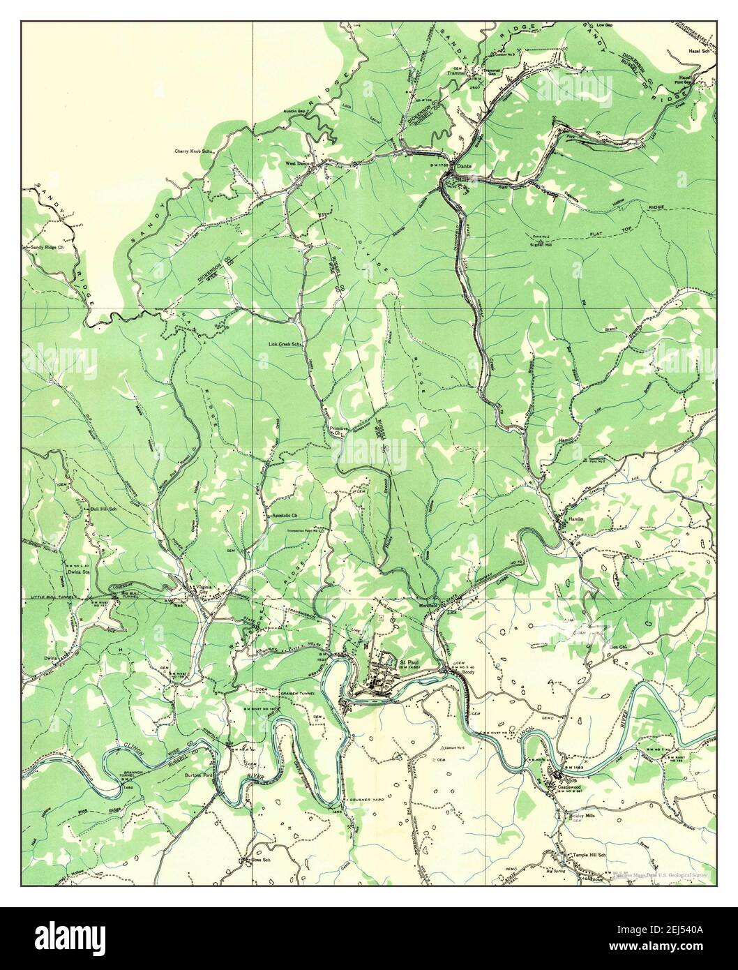 St Paul, Virginia, map 1935, 124000, United States of America by