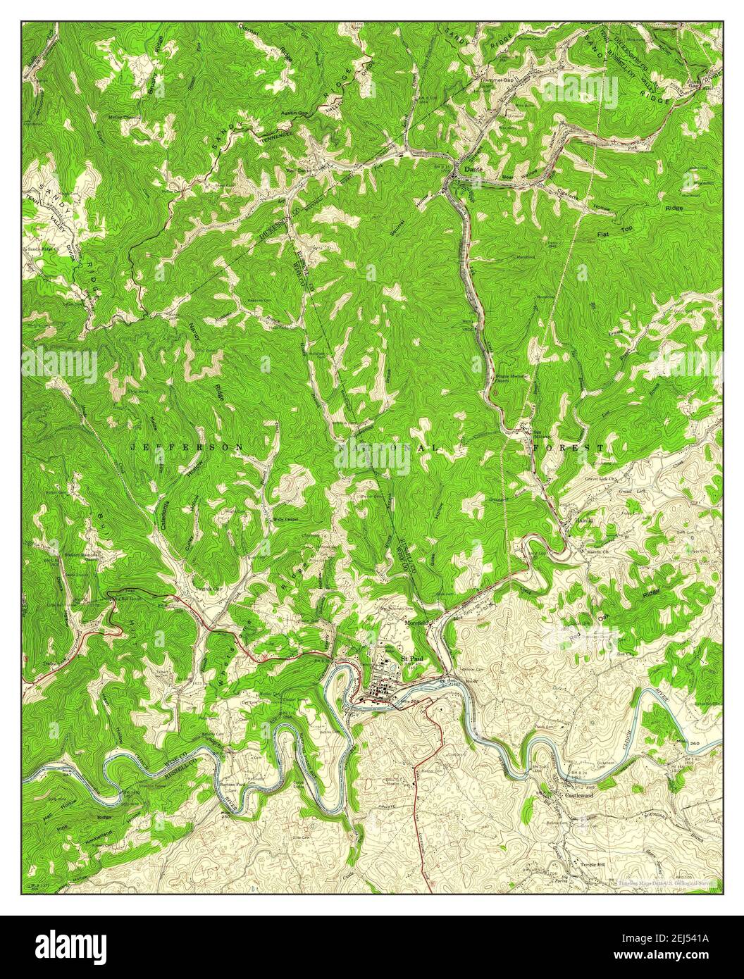 St Paul, Virginia, map 1958, 124000, United States of America by