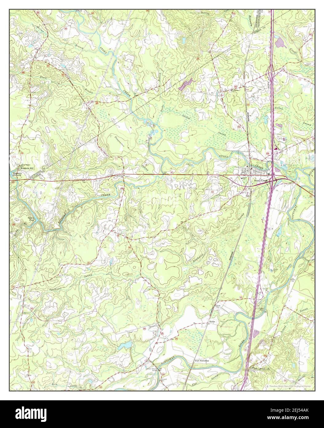 Stony Creek, Virginia, map 1967, 124000, United States of America by