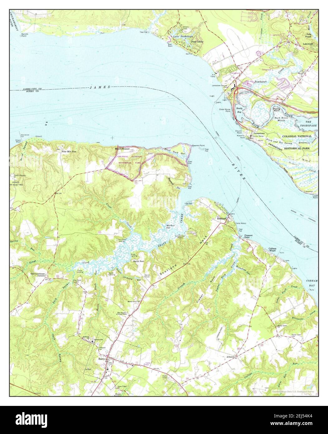 Surry, Virginia, map 1965, 124000, United States of America by