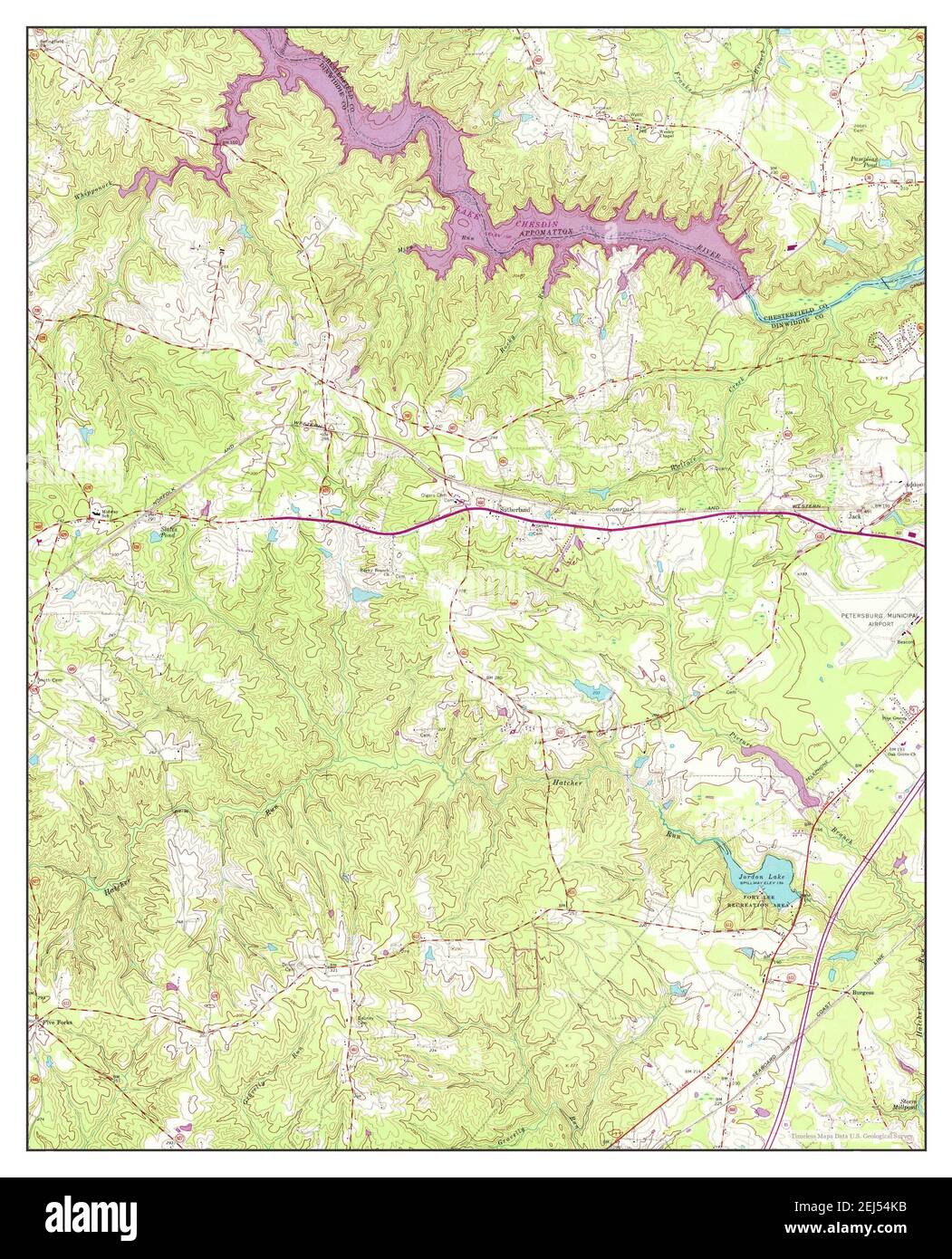 Sutherland, Virginia, map 1963, 124000, United States of America by