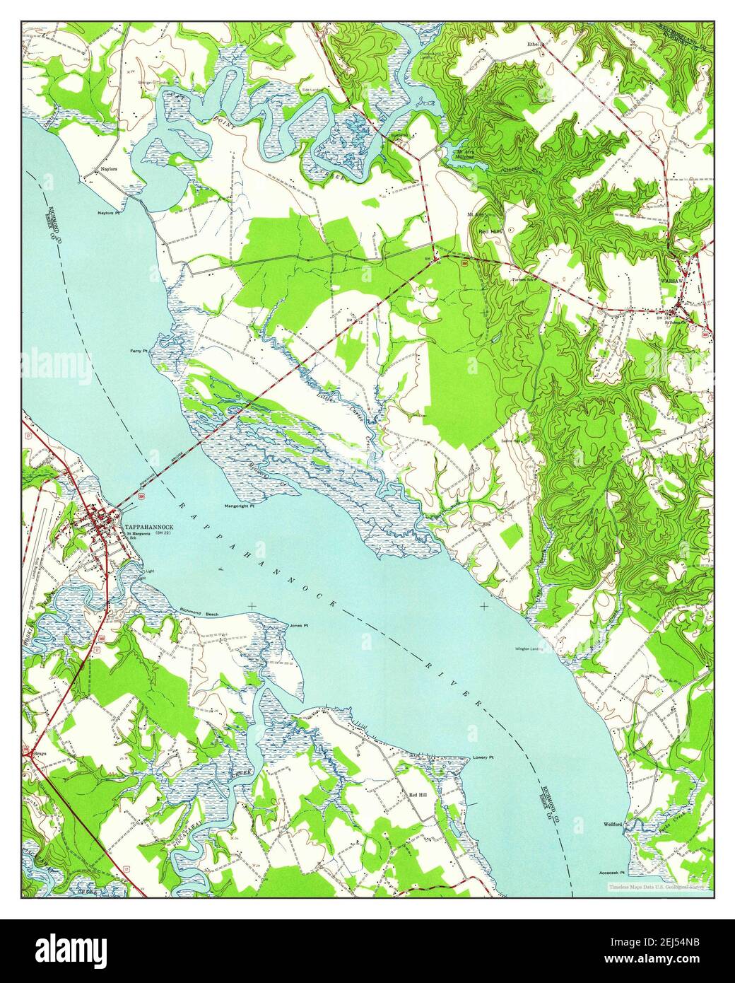 Tappahannock, Virginia, map 1944, 1:24000, United States of America by Timeless Maps, data U.S. Geological Survey Stock Photo