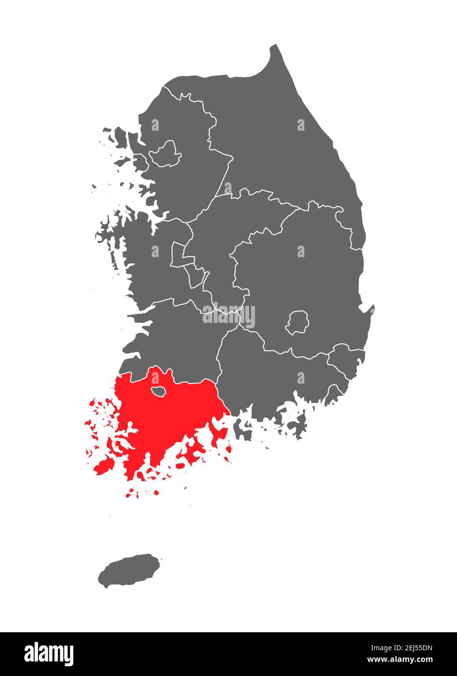 Map Korea of republic with red detailed province, South Korea isolated on white background . Stock Vector