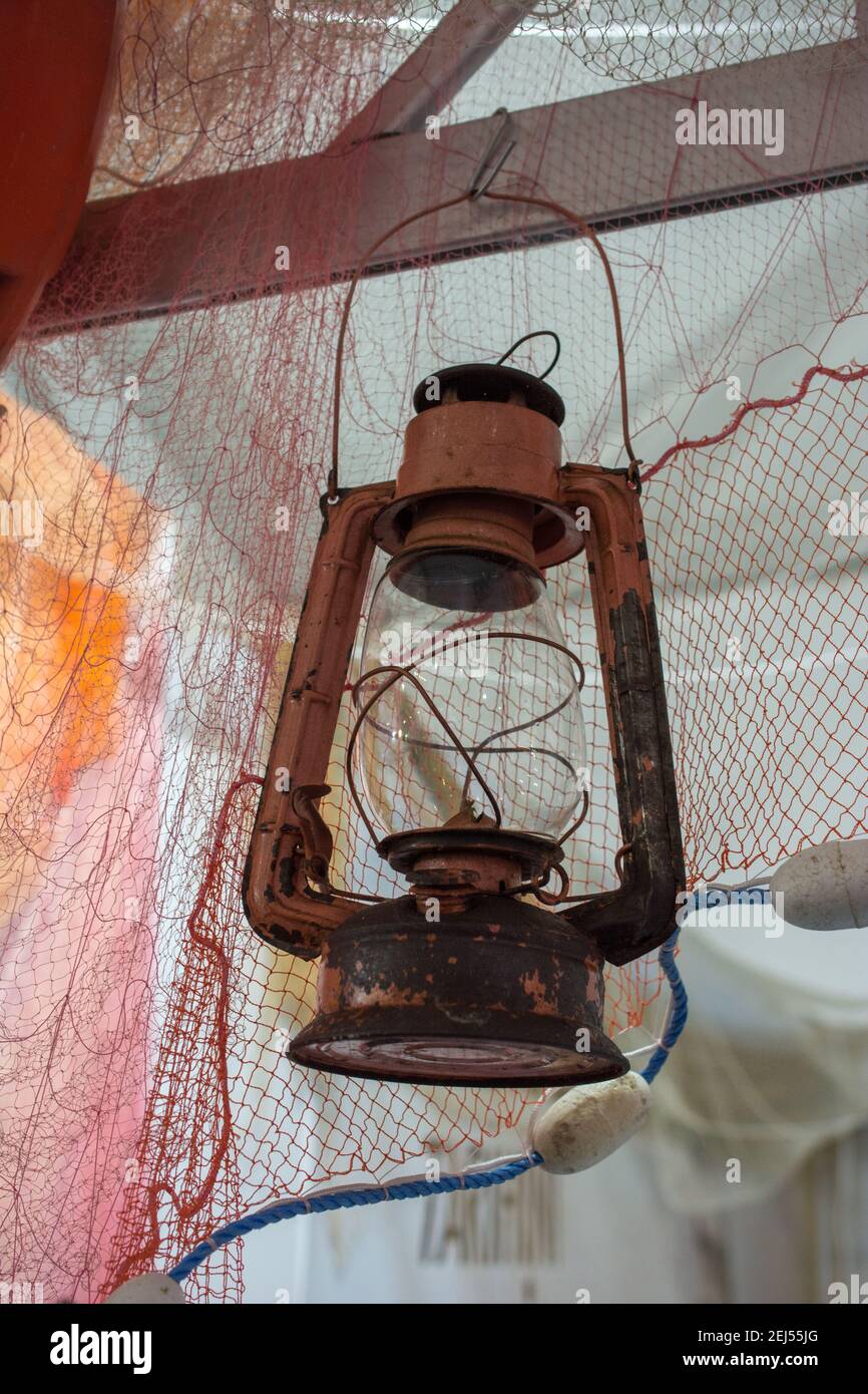 Old retro style lantern made of metal Stock Photo - Alamy