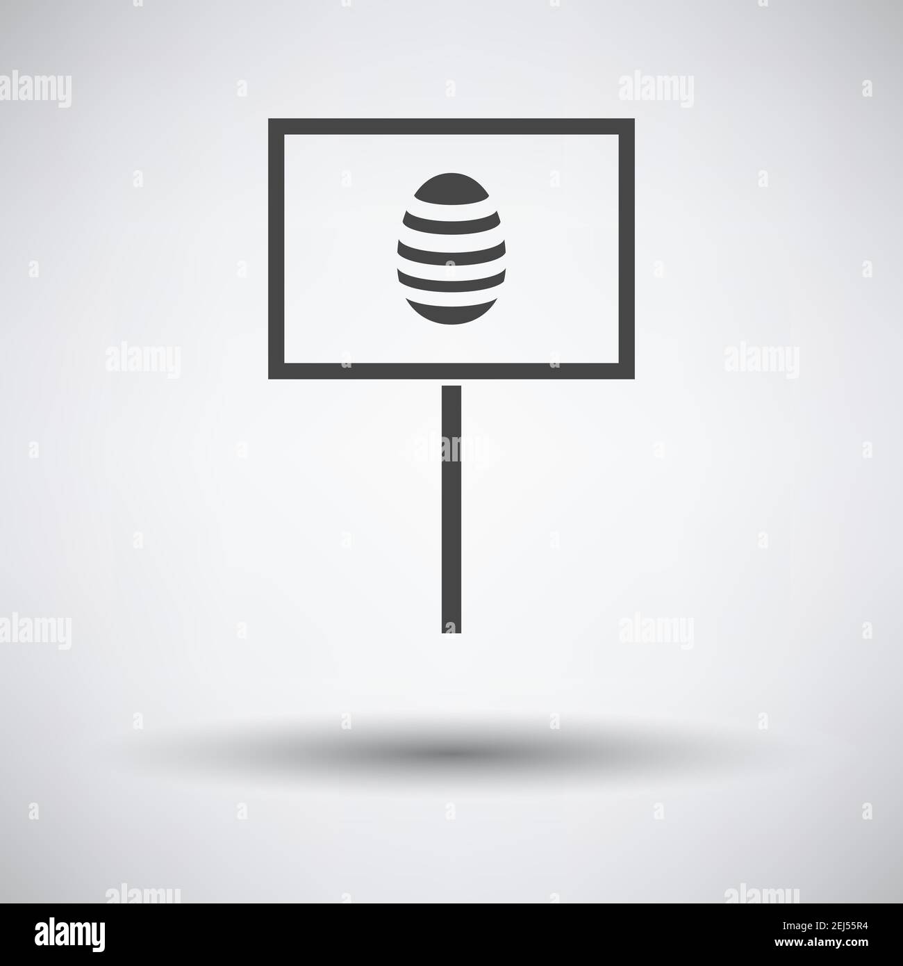 Easter Pointer With Egg Icon. Dark Gray on Gray Background With Round Shadow. Vector Illustration. Stock Vector