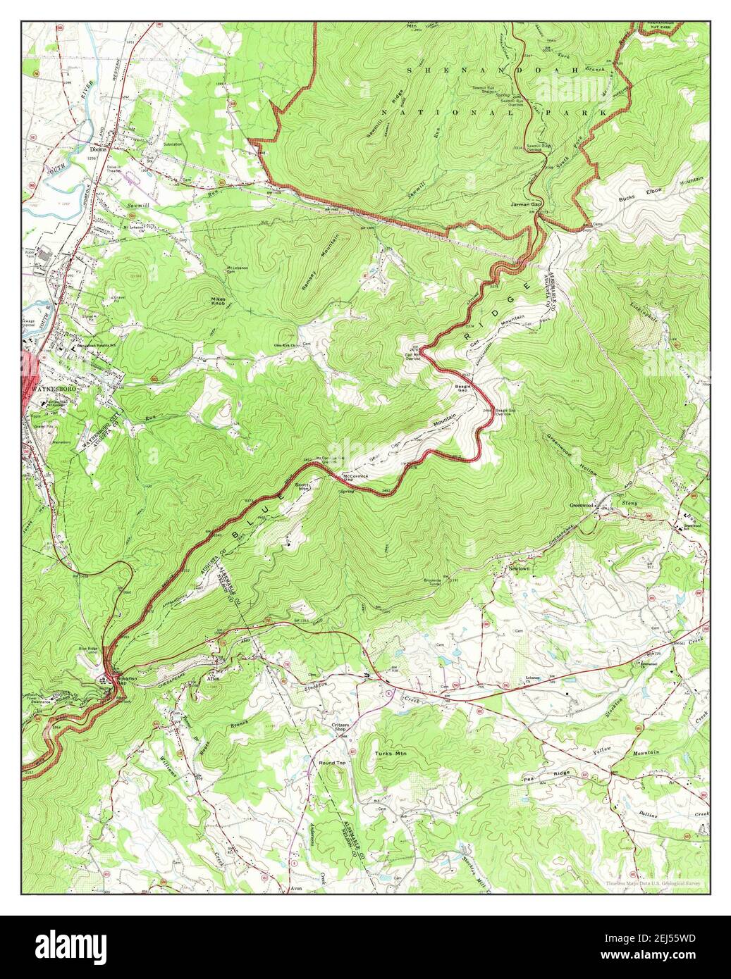 Waynesboro East, Virginia, map 1964, 124000, United States of America