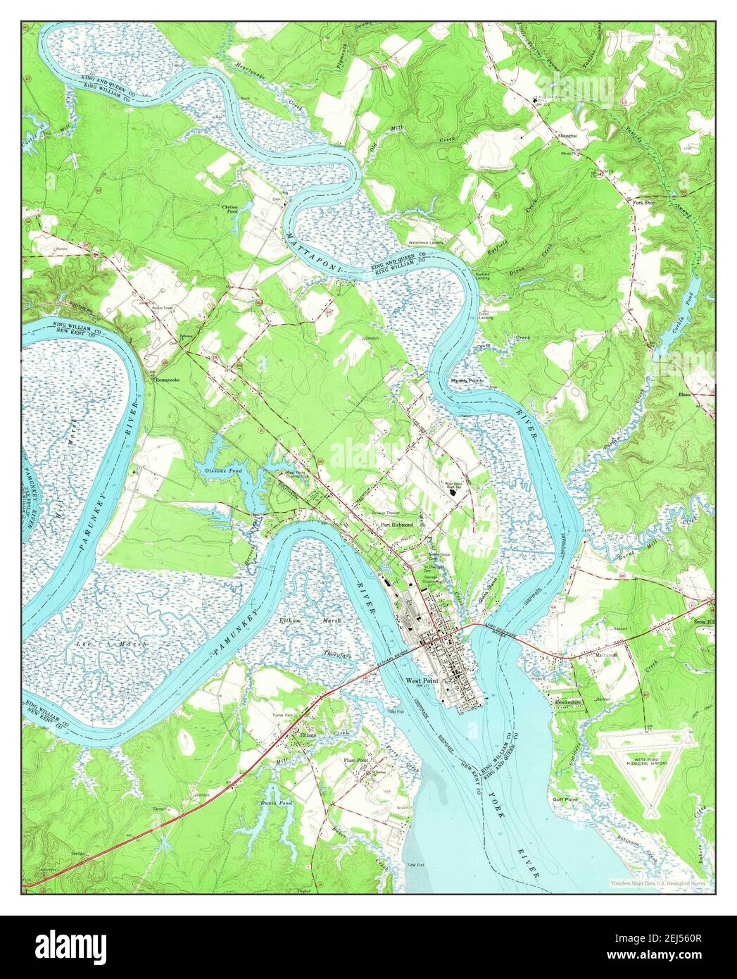 West Point, Virginia, map 1965, 124000, United States of America by