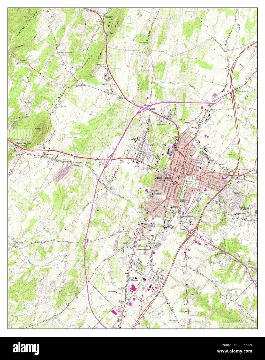 Winchester, Virginia, map 1966, 124000, United States of America by