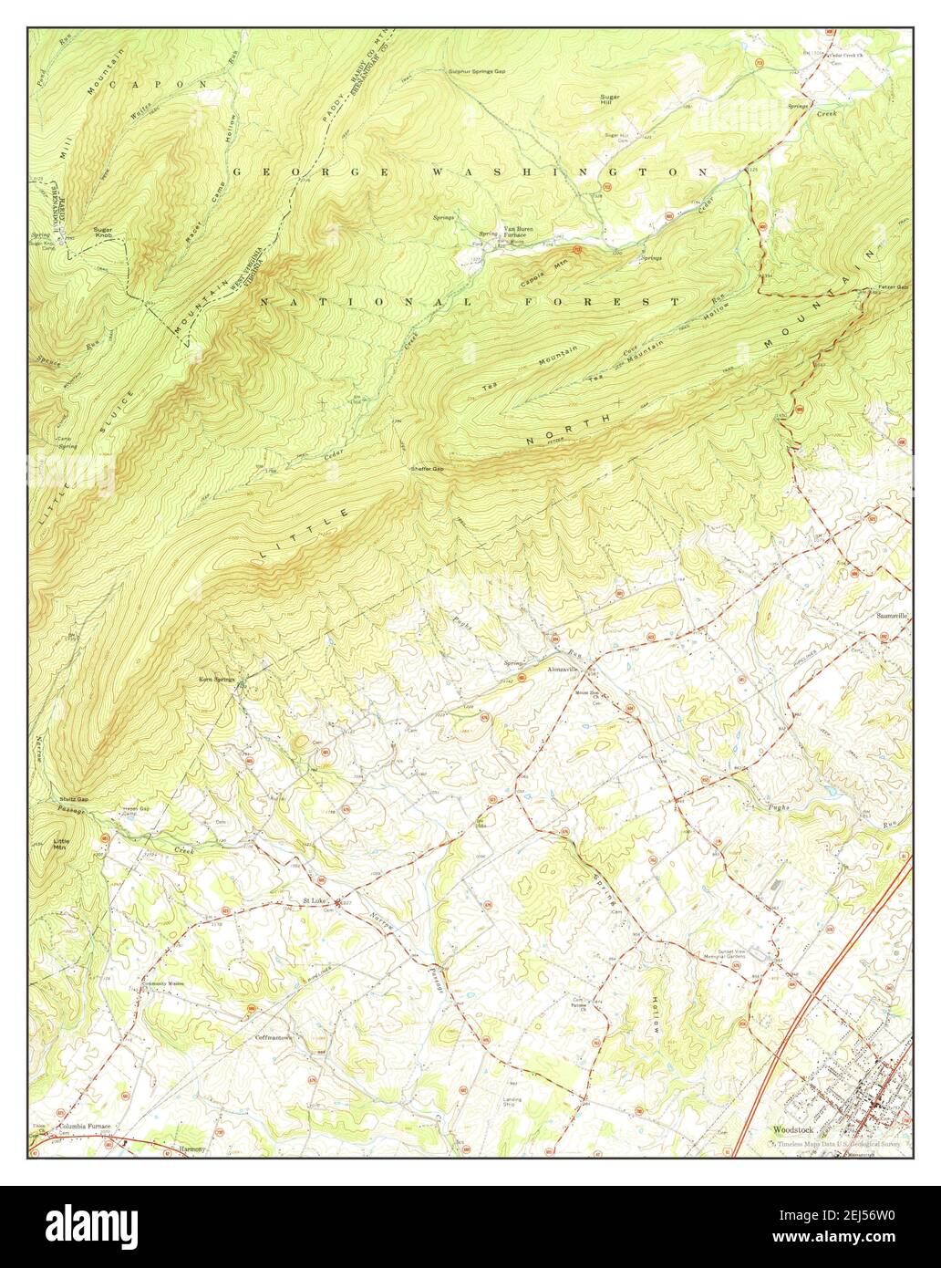 Woodstock, Virginia, map 1966, 124000, United States of America by