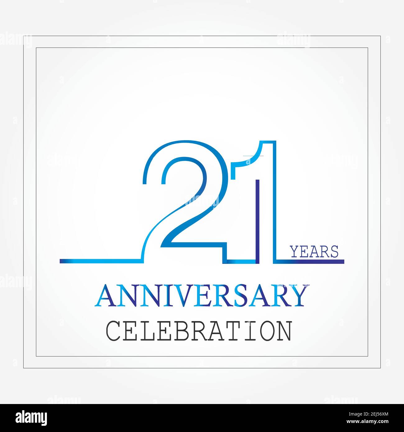 21 years anniversary logotype with single line white blue color for celebration Stock Vector