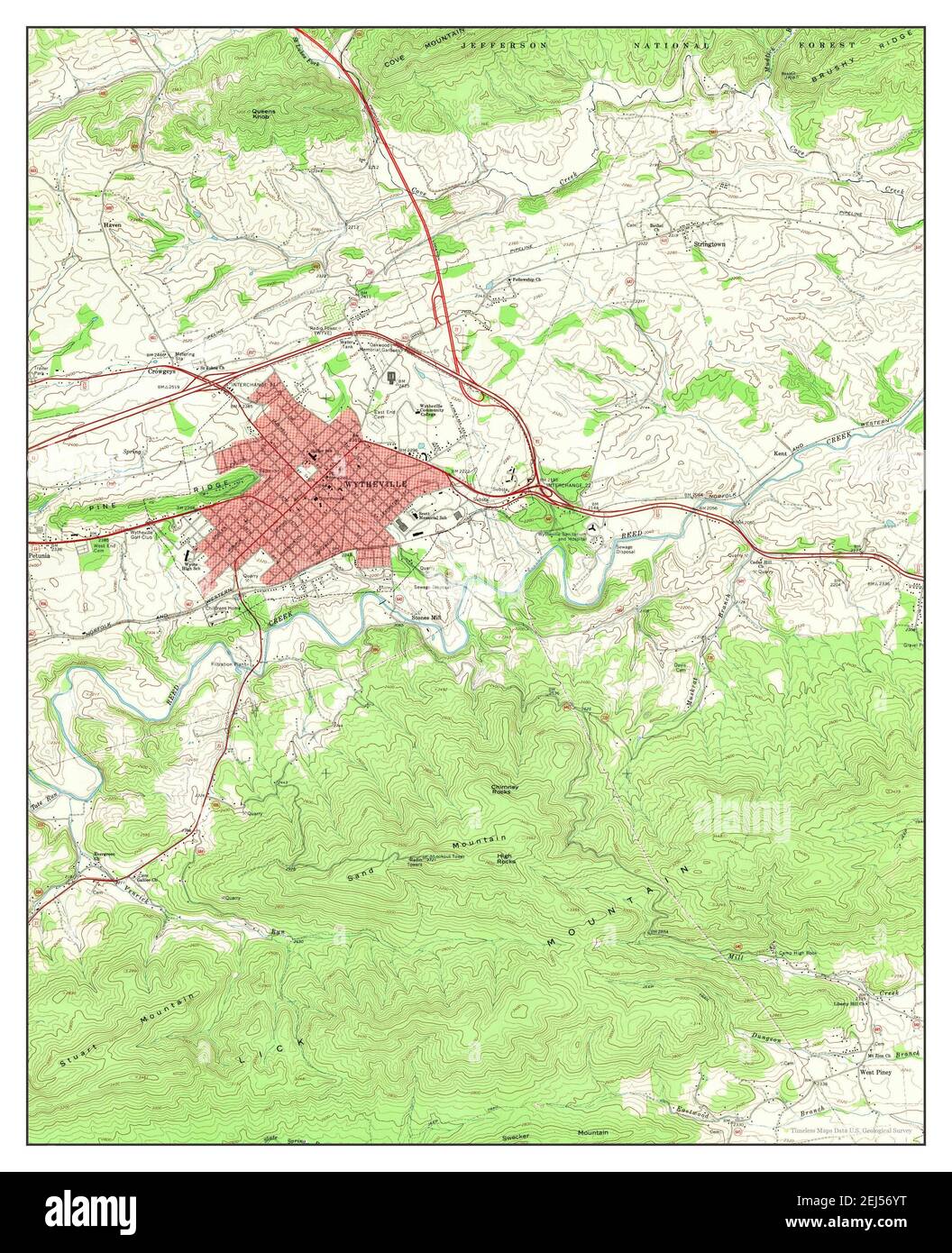 Wytheville, Virginia, map 1968, 1:24000, United States of America by Timeless Maps, data U.S. Geological Survey Stock Photo