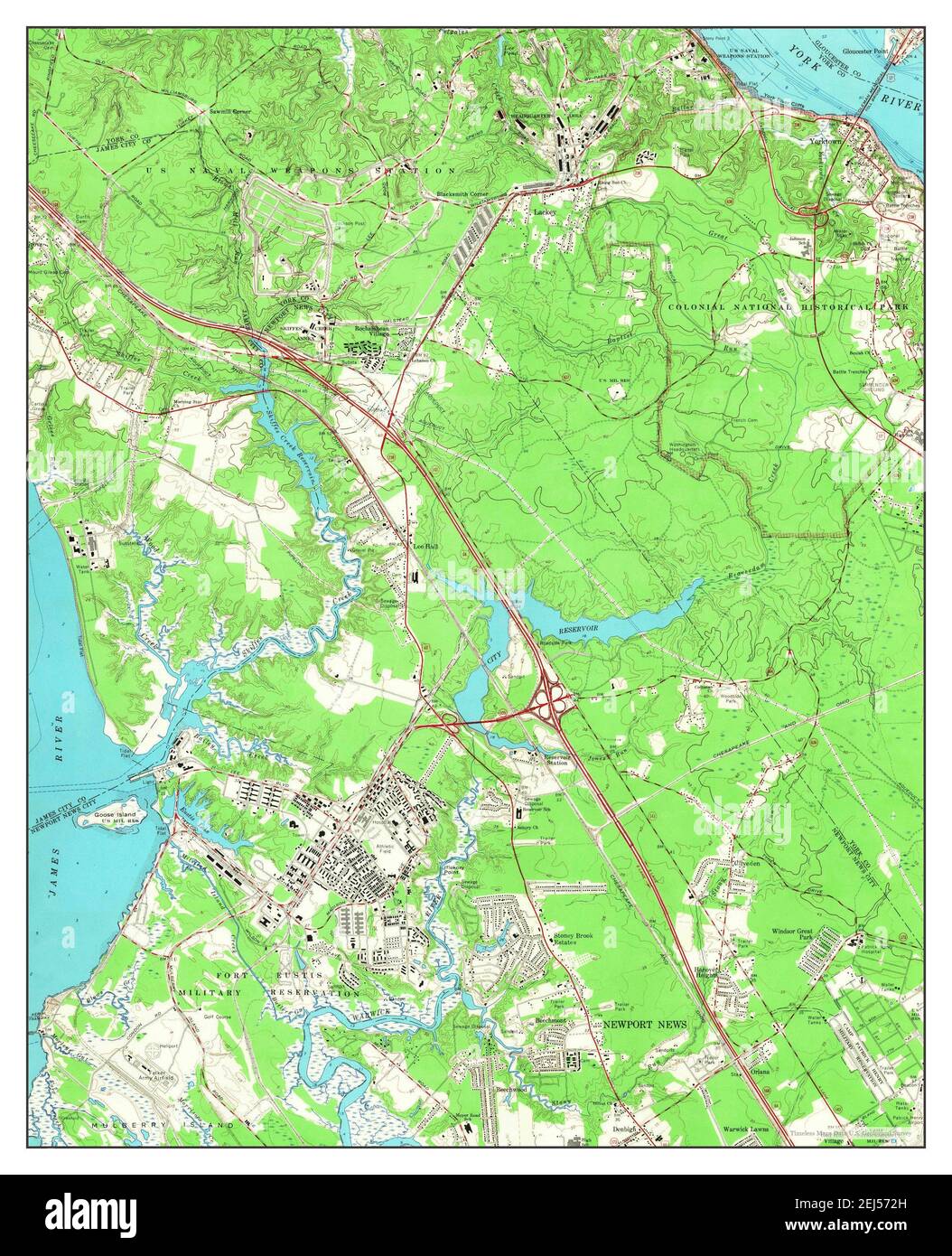 Yorktown, Virginia, map 1965, 124000, United States of America by
