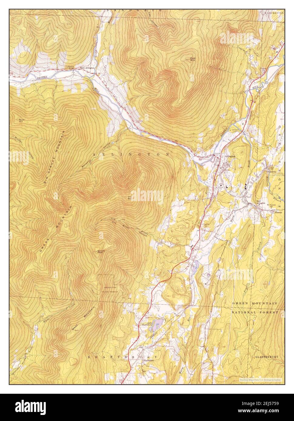 Arlington, Vermont, map 1967, 124000, United States of America by