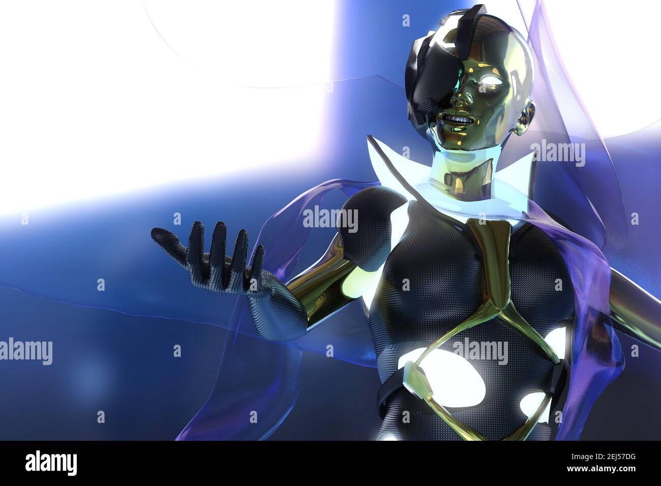 3d render illustration of female robot humanoid goddess creature in suit  and helmet Stock Photo - Alamy