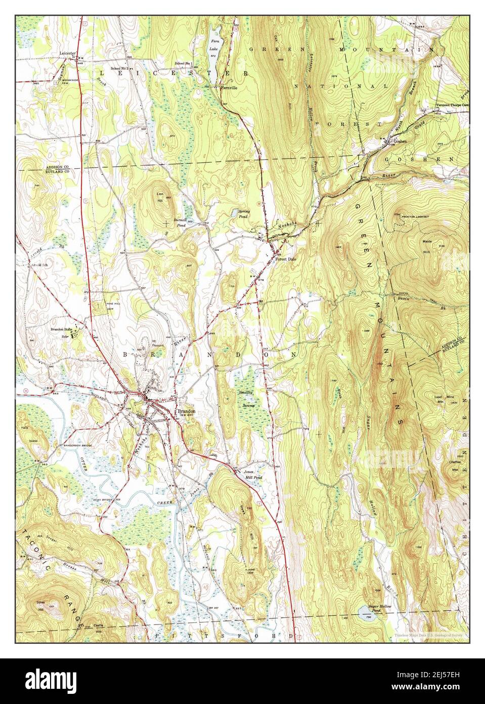Brandon, Vermont, map 1946, 124000, United States of America by