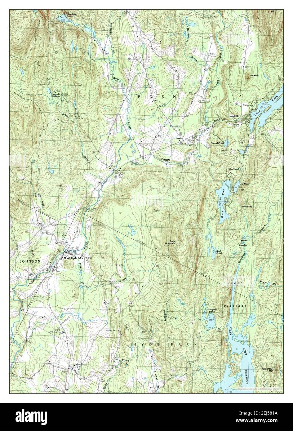 Eden, Vermont, map 1986, 124000, United States of America by Timeless
