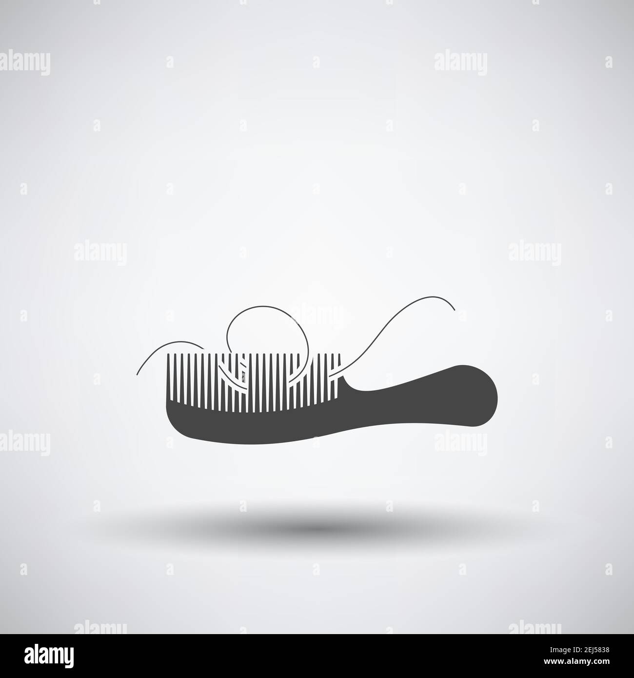 Hair In Comb Icon. Dark Gray on Gray Background With Round Shadow ...