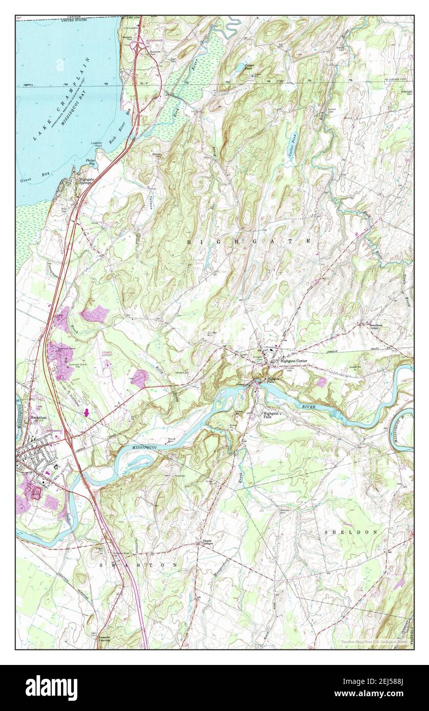 Highgate Center, Vermont, map 1964, 124000, United States of America