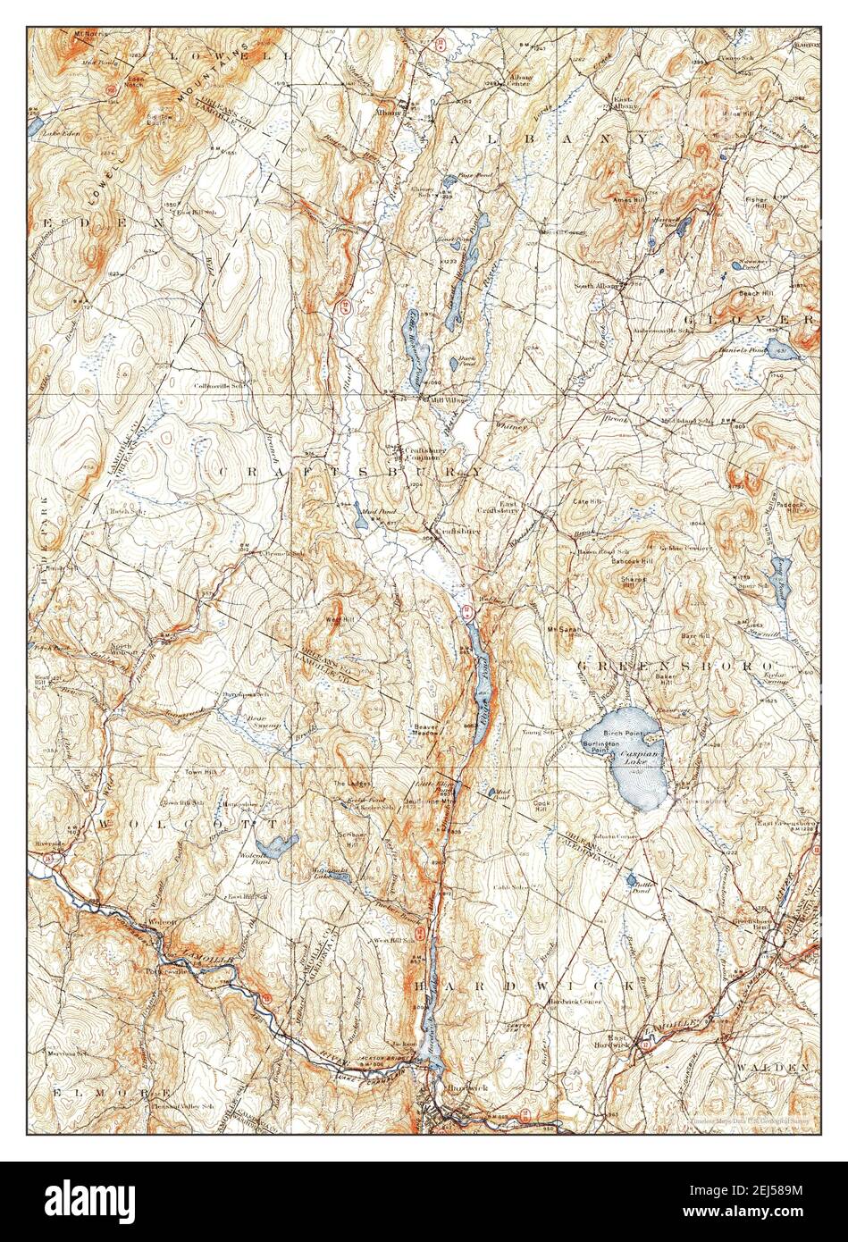 Hardwick, Vermont, map 1938, 1:62500, United States of America by Timeless Maps, data U.S. Geological Survey Stock Photo