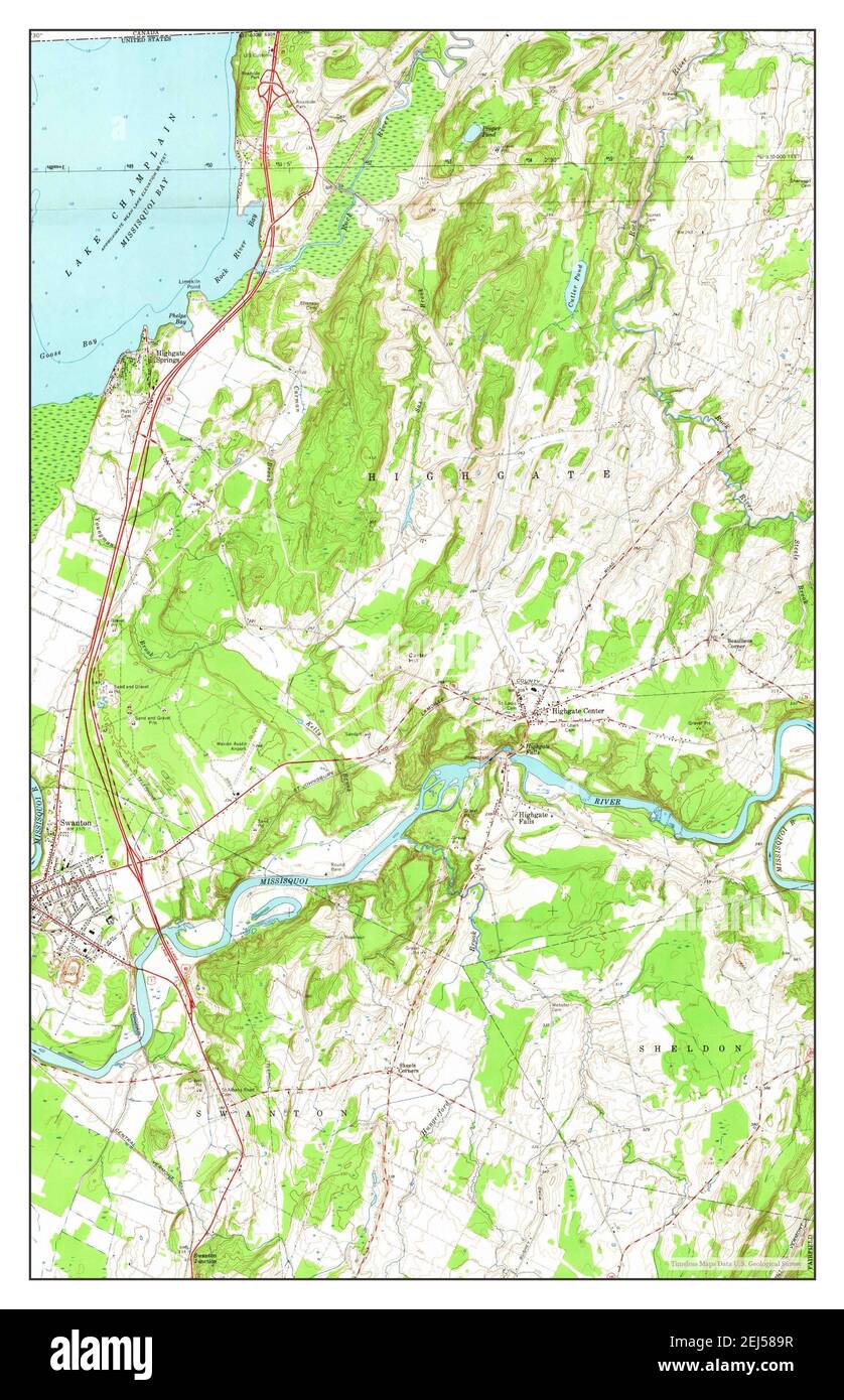 Highgate Center, Vermont, map 1964, 124000, United States of America