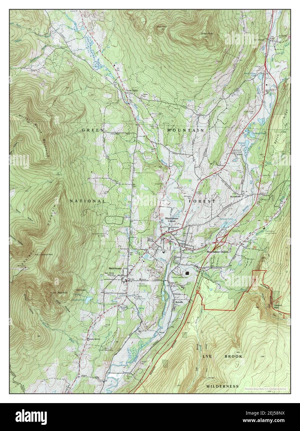 Manchester, Vermont, map 1997, 124000, United States of America by Timeless Maps, data U.S