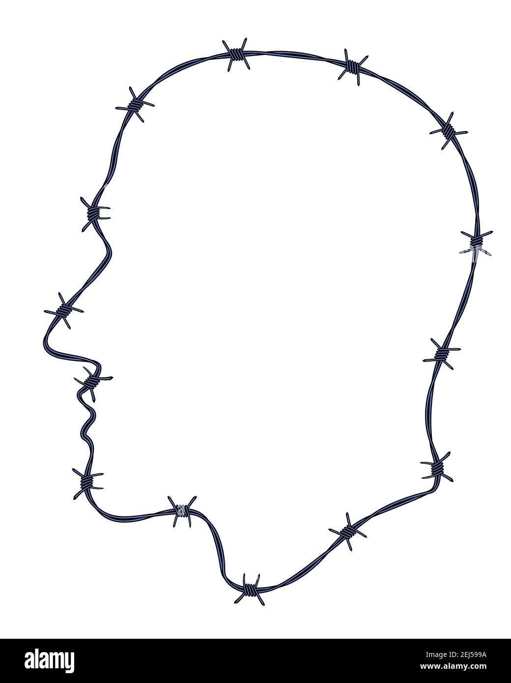 Abstract human profile face of barbed wire Stock Vector