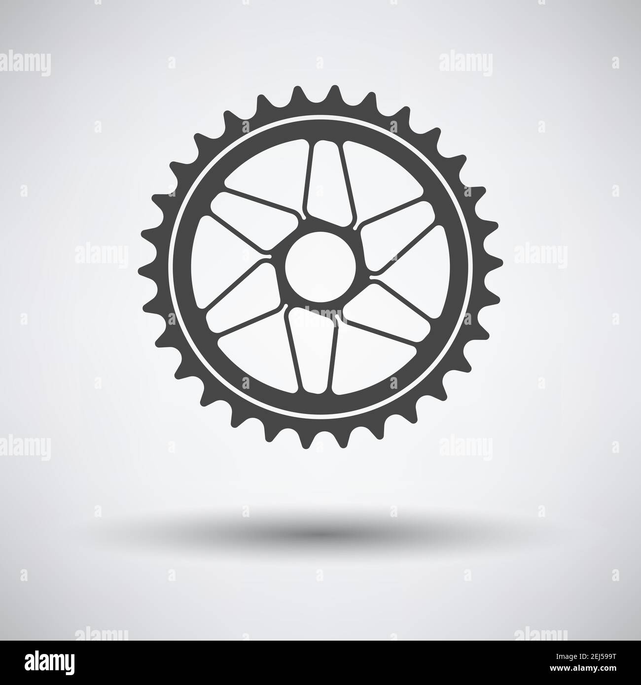 Bike Gear Star Icon. Dark Gray on Gray Background With Round Shadow. Vector Illustration. Stock Vector