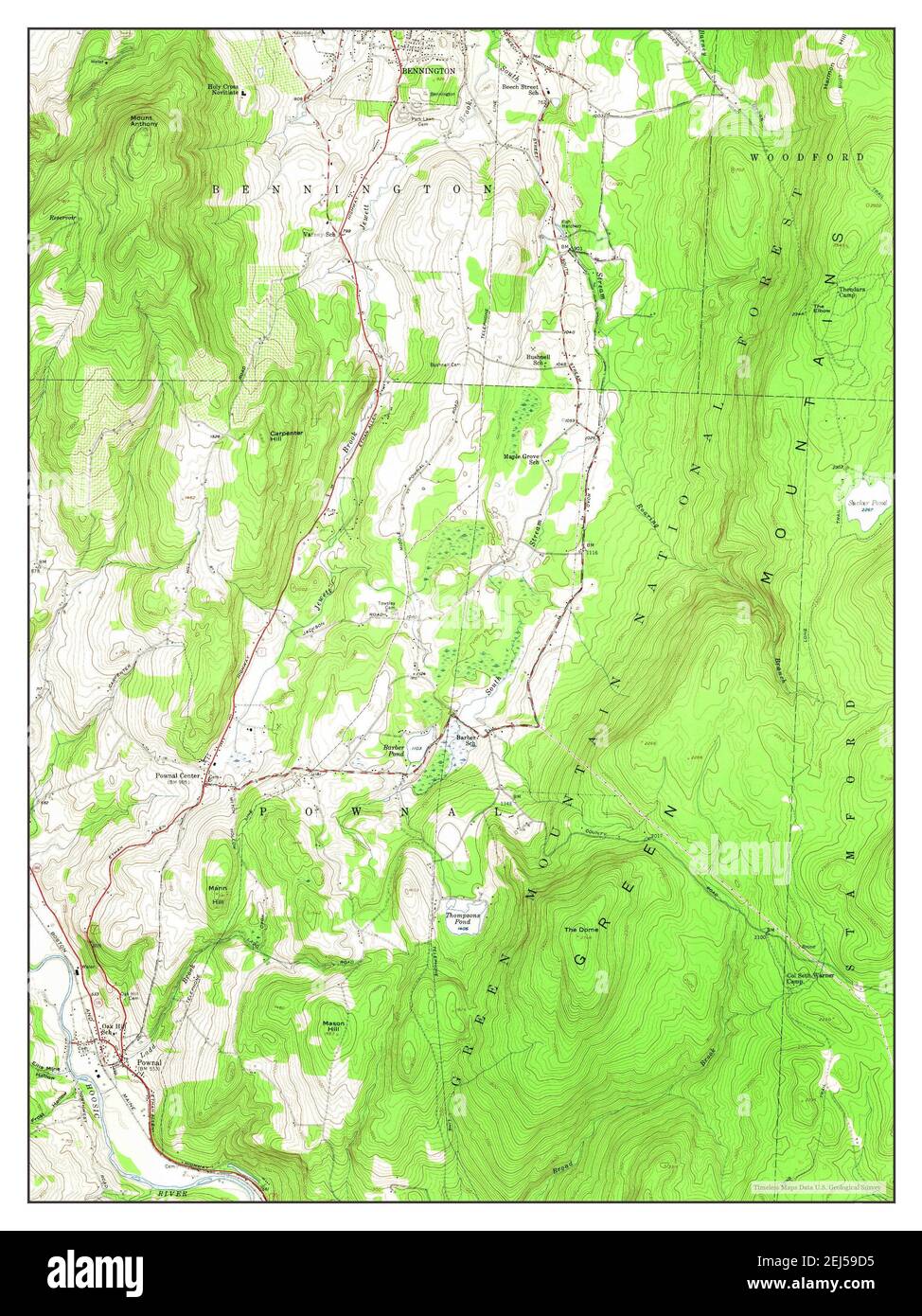 Pownal, Vermont, map 1954, 124000, United States of America by