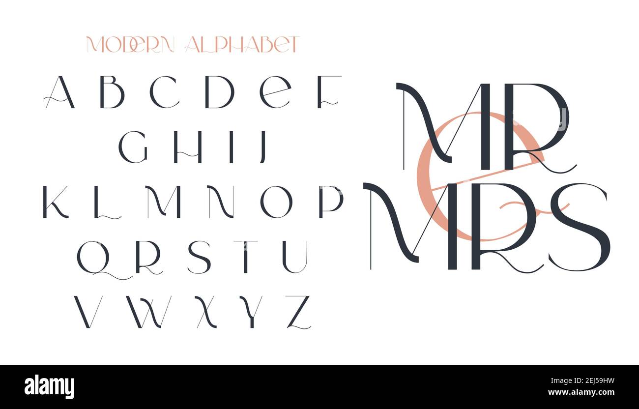 Modern sans serif elegance font. Classic minimal high contrast wedding ...