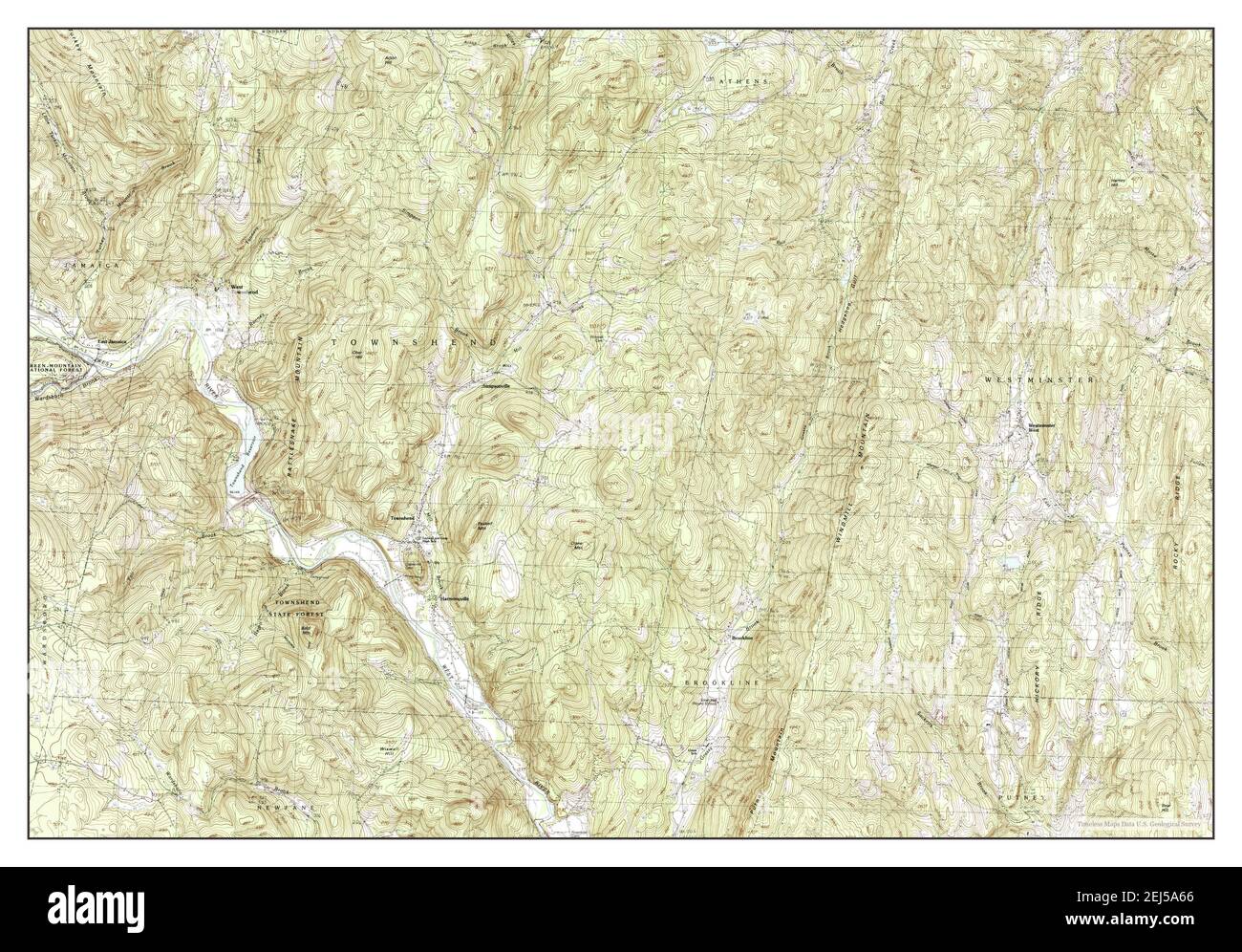 Townshend, Vermont, map 1984, 125000, United States of America by Timeless Maps, data U.S