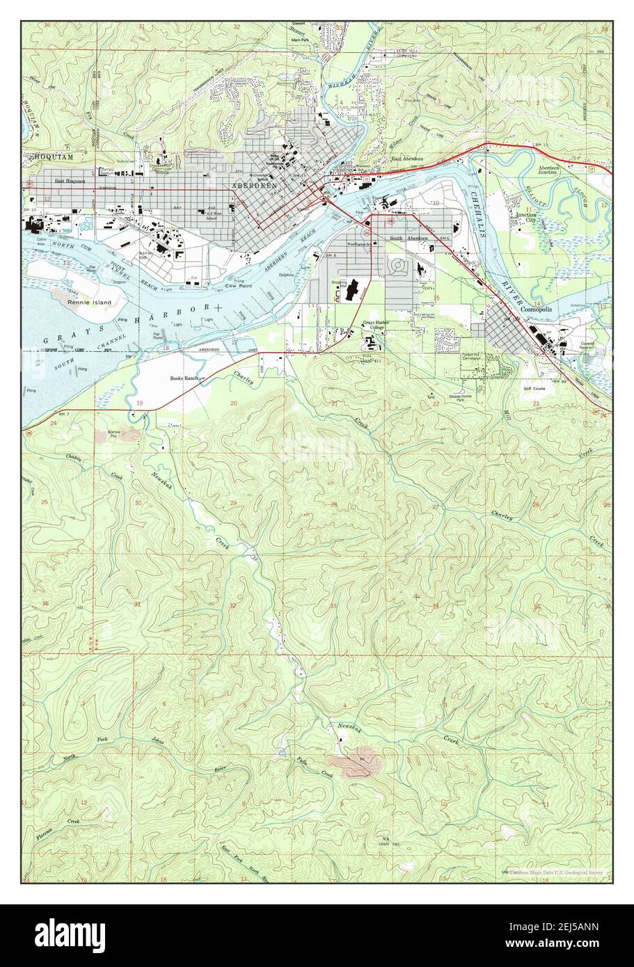Aberdeen, Washington, map 1957, 124000, United States of America by Timeless Maps, data U.S