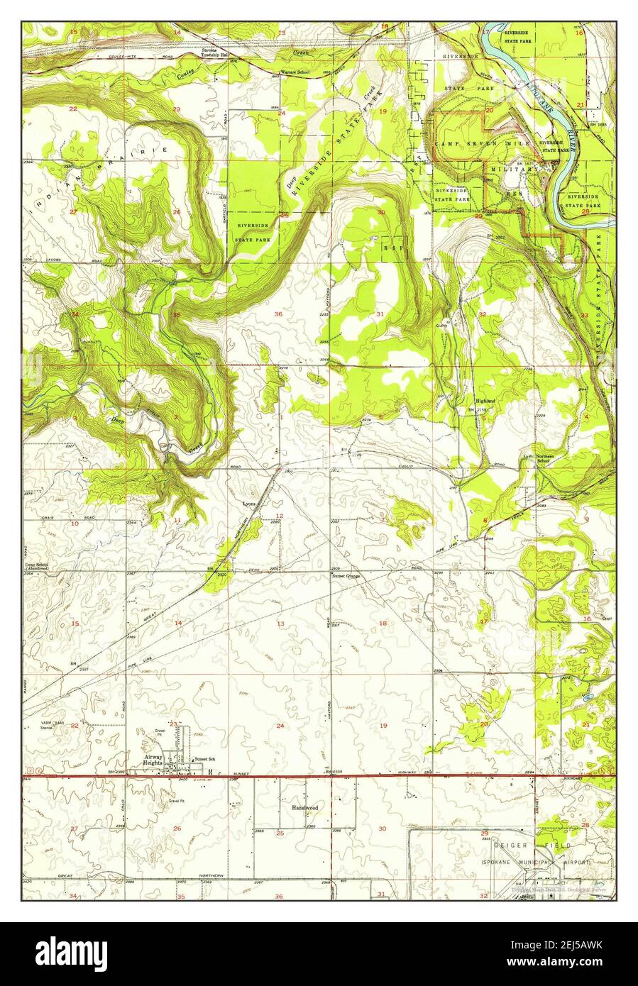 Airway Heights, Washington, map 1954, 124000, United States of America